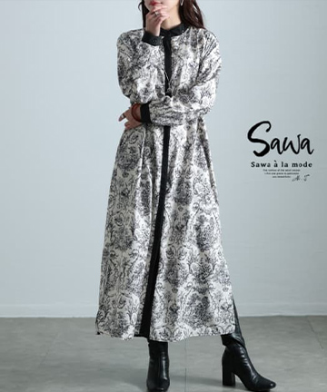 気品醸し出すトワルドジュイ柄シャツワンピース