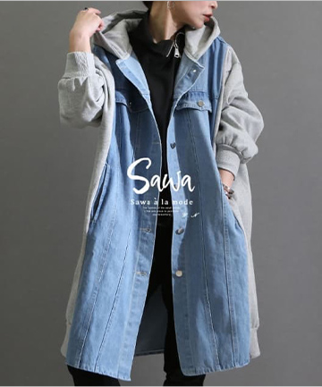 ハンサムカジュアルなデニム切替アウター