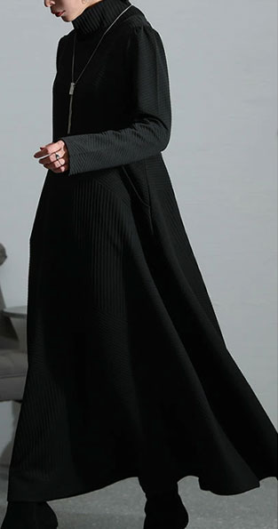 【低身長さんサイズ有】レディース 大人 モード スタイルアップするハイネックワンピース