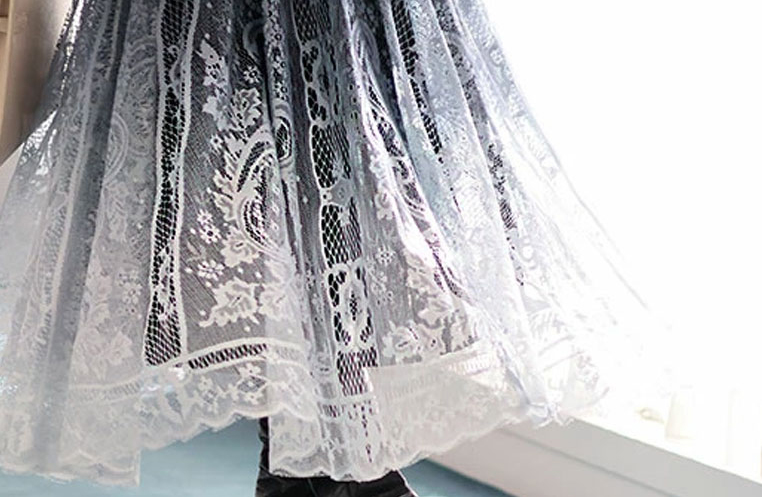 レディース 大人 上品 美しいグラデーションの美麗レーススカート