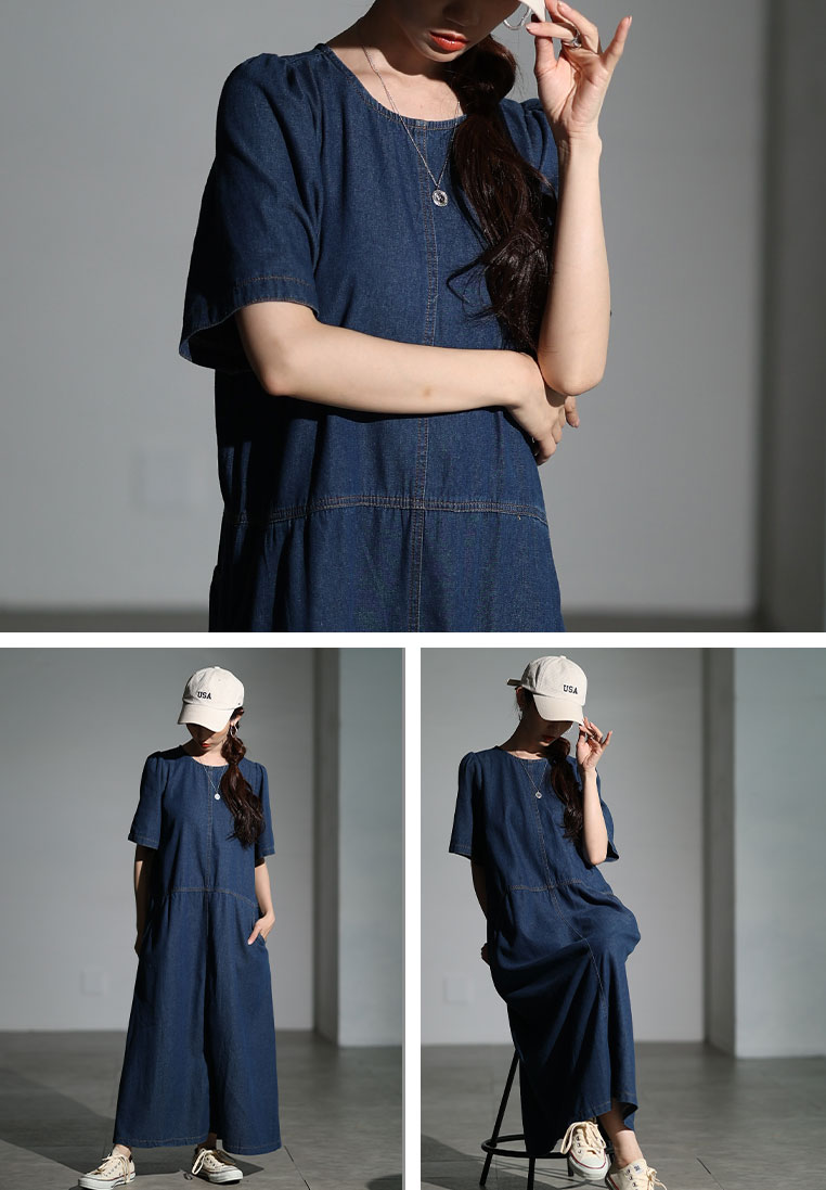 ロングデニムワンピース