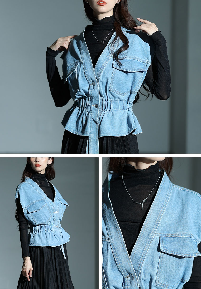 ペプラムデニムベスト