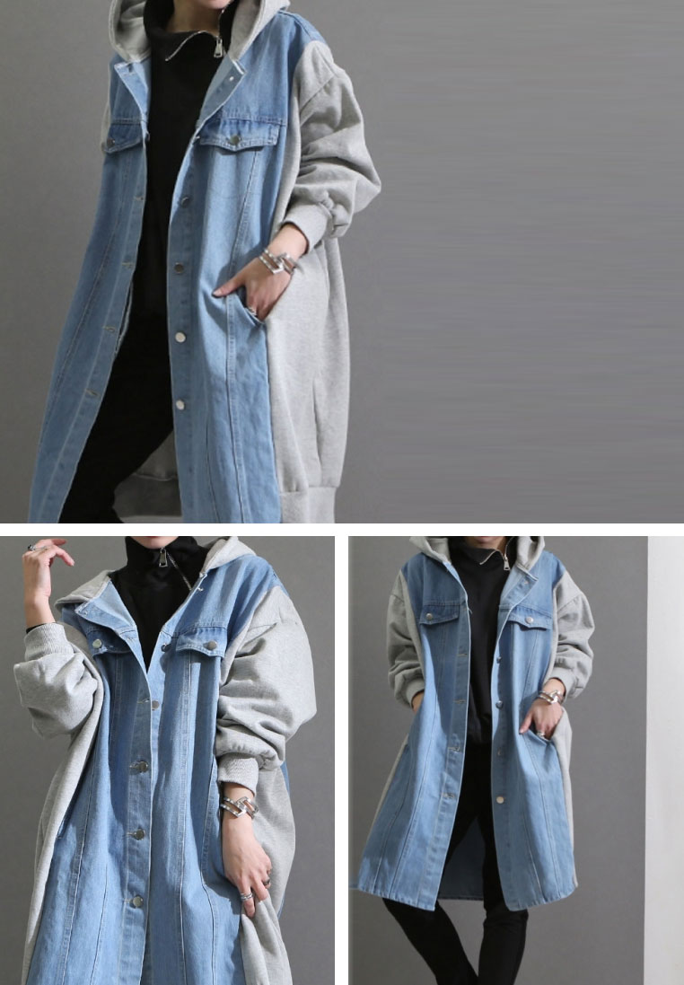 ハンサムカジュアルなデニム切替アウター