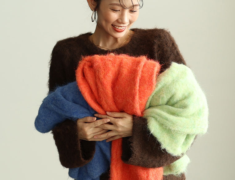 ソフトシャギーニットカーデジャケット