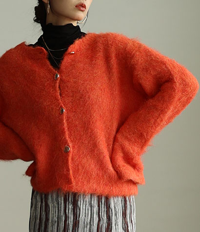 ソフトシャギーニットカーデジャケット