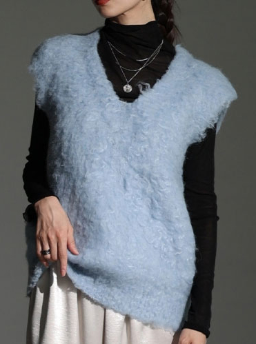 レディース 大人 上品 フェザーニットベスト