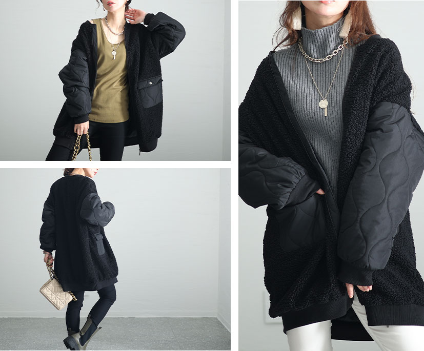 デイリーに活躍するボア×キルティングジャケット