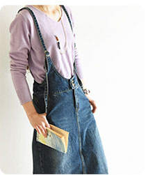 デニムサロペットロングスカート