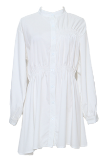 パフスリーブのフレアシャツブラウス