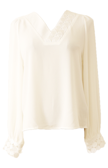 ドット柄レースが素敵なふんわり袖ブラウス