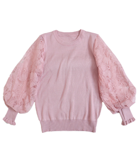 大輪の花咲く女優袖ニットトップス