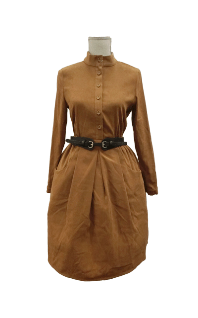 ベルベット長袖Aラインワンピ