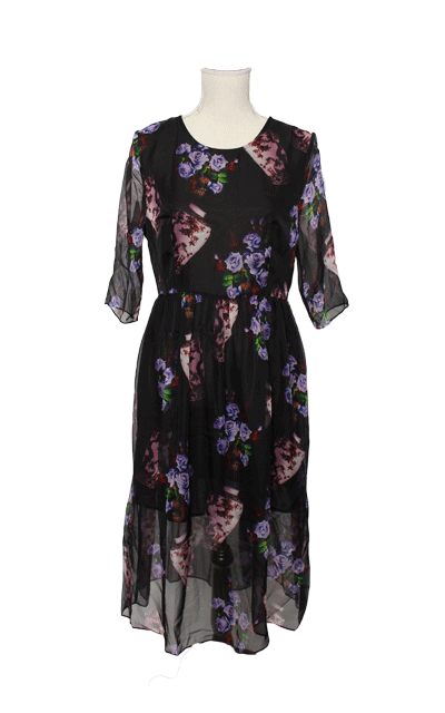 花柄シフォンワンピース