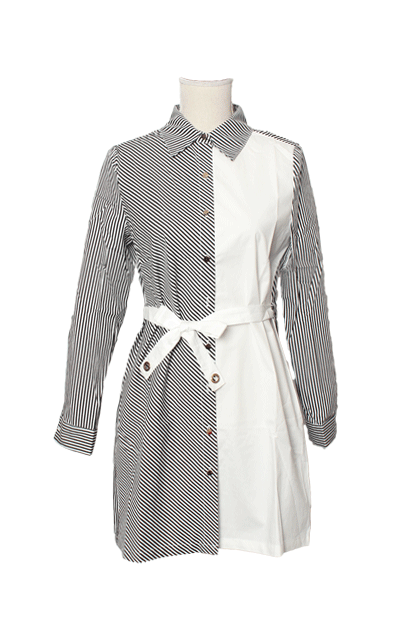 ストライプシャツワンピ