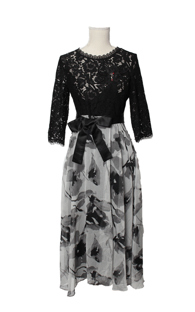 レースシフォンの切り替えワンピ