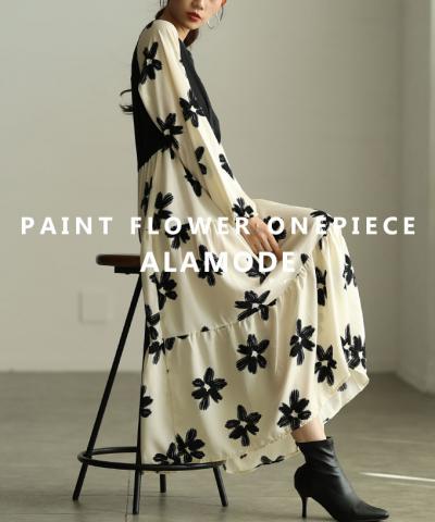 私だけの花を描いた切替ティアードワンピース【3月29日20時販売新作】