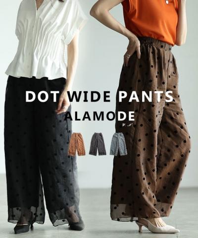 フロッキードットシアーワイドパンツ 【3月23日20時販売新作】
