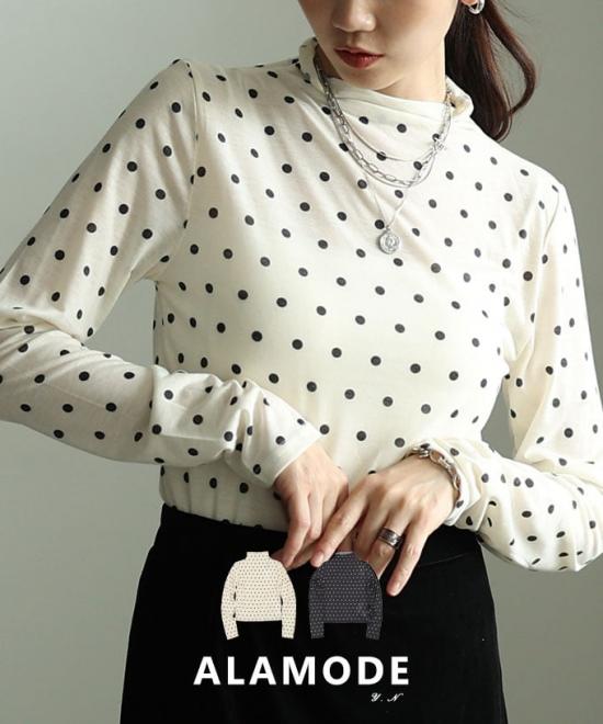 ドット柄シアーハイネックトップス 【9月21日20時販売新作】