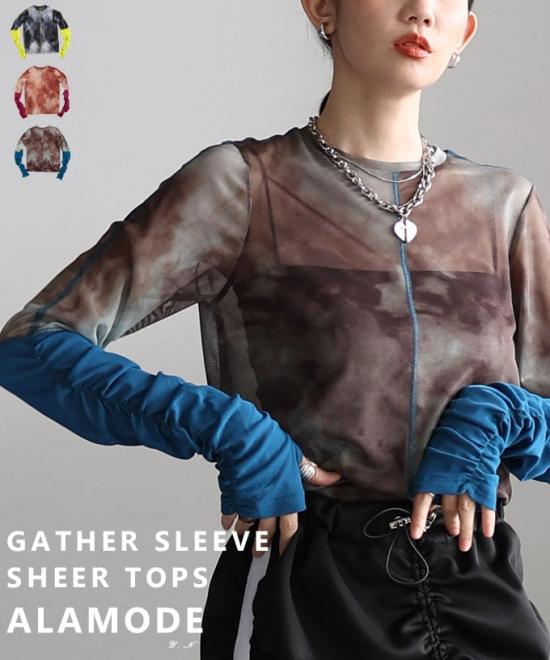 ギャザースリーブシアートップス 【4月6日20時販売新作】