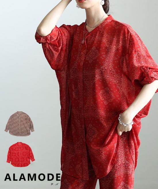 ペイズリー柄シアーオーバーシャツ 【8月10日20時販売新作】