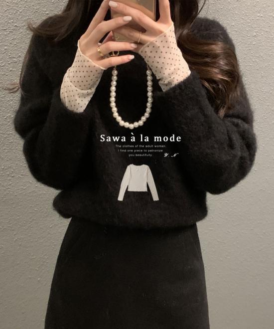 トレンド感溢れるドット柄シアーチュールトップス