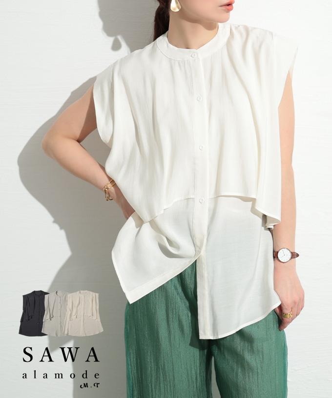 ヒトクセで華やぐティアード風ノースリーブブラウス【5月5日20時販売新作】