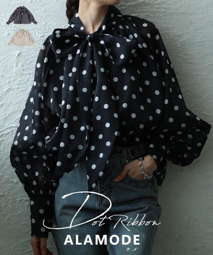 クラシカルドットボウタイブラウス 【11月1日20時販売新作】