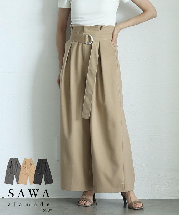 ベルト付タックワイドパンツ【8月23日20時販売新作】