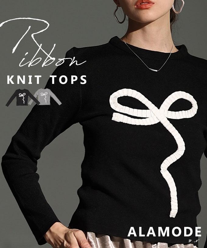 プリーツリボンニットトップス【9月27日20時販売新作】