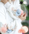 レディース 大人 上品 花刺繍袖の暖か裏起毛トレーナー【1月21日20時販売新作】